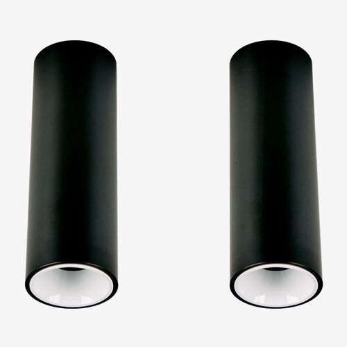 Pack de 2 appliques de plafond LED de surface ronds Ø4 cm en aluminium Luisiana Noir - Blanc