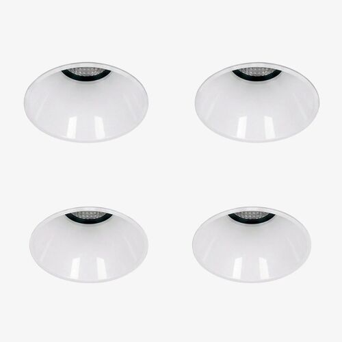 Pack De 4 Downlights Led Encastrables Sans Cadre Trimless Ronds Ø5,3 Cm Pour Extérieur En Aluminium Luisiana Blanc