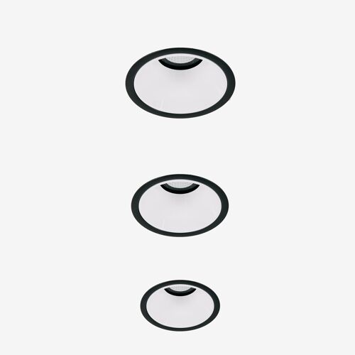 Pack De 3 Downlights Led Encastrables Avec Cadres Ronds Ø8 Cm Pour Extérieur En Aluminium Luisiana Noir - Blanc