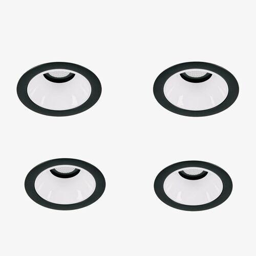 Pack De 4 Downlights Led Encastrables Avec Cadres Ronds Ø7 Cm Pour Extérieur En Aluminium Luisiana Noir - Blanc