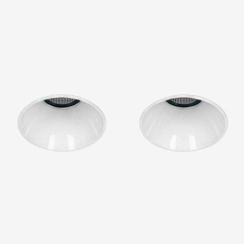 Pack de 2 downlights LED encastrables sans cadre trimless ronds Ø5,3 cm en aluminium Luisiana Blanc