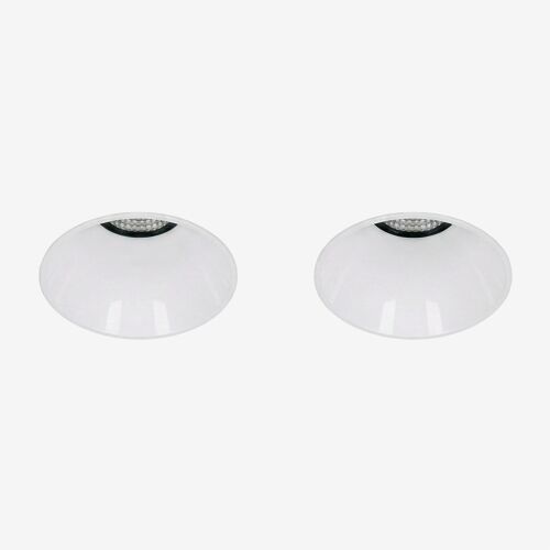 Pack de 2 downlights LED encastrables sans cadre trimless ronds Ø6,8 cm en aluminium Luisiana Blanc