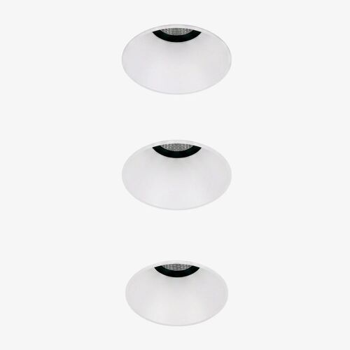 Pack de 3 downlights LED encastrables sans cadre trimless ronds Ø6,8 cm en aluminium Luisiana Blanc