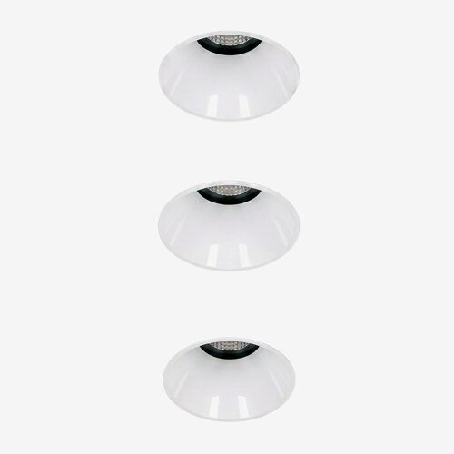 Pack de 3 downlights LED encastrables sans cadre trimless ronds Ø5,3 cm en aluminium Luisiana Blanc