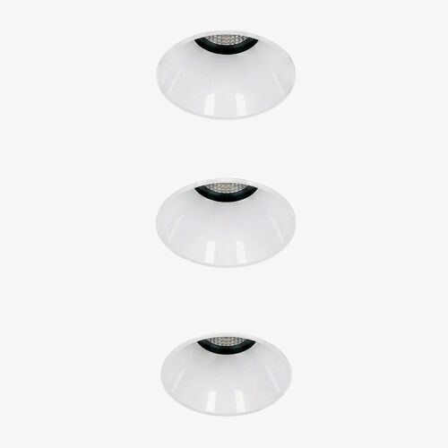 Pack de 3 downlights LED encastrables sans cadre trimless ronds Ø5,3 cm en aluminium Luisiana Blanc