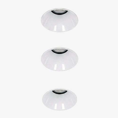 Pack de 3 downlights LED encastrables sans cadre trimless ronds Ø3,6 cm en aluminium Luisiana Blanc