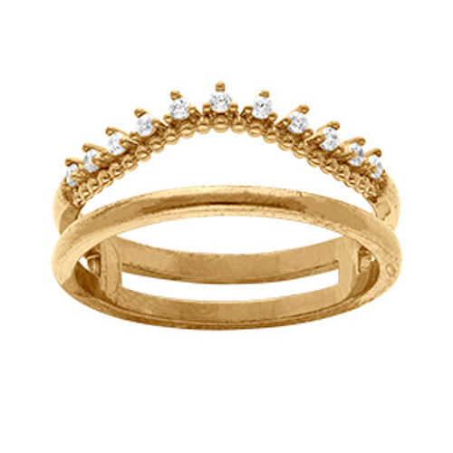 Bague Plaqué Or Double Rangs Oxydes Blancs Sertis