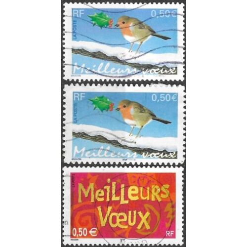 France 2003, Belle Série Complète "Meilleurs Voeux", Timbres 3621 (Gommé), 3622 (Auto-Adhésif) Et 3623, Oblitérés, Tbe