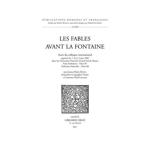 Les Fables Avant La Fontaine