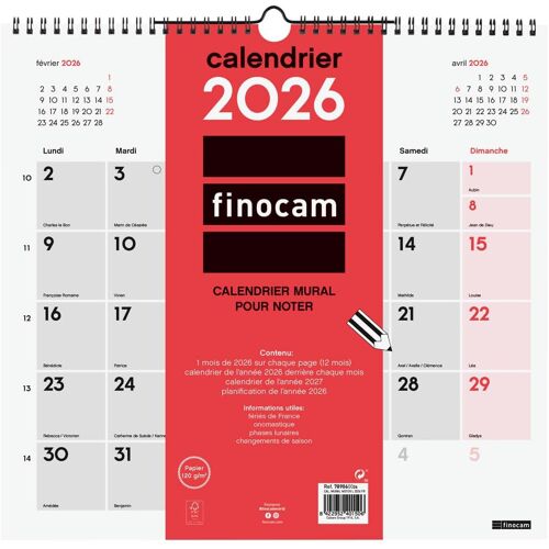Calendrier Mural 2026 1 Mois Par Page Janvier - Decembre 2026 (12 Mois) | Calendrier 2026 Pour Noter | Planificateur Mensuel Neutre - Francais