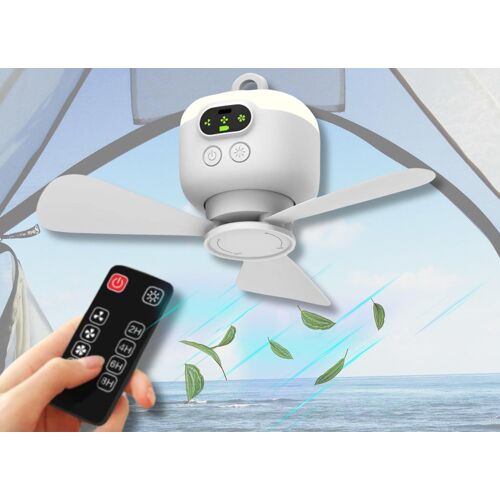 Ventilateur de Camping,Ventilateur de Tente Portable,Fonctionnant sur Batterie 8000 MAh,Ventilateur Rechargeable avec Telecommande,Pales de Ventilateur Amovibles,Crochet de