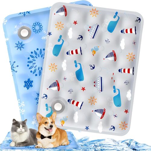 Tapis Rafraichissant Chien 2 Tapis Rafraichissant Chat Resistant 40x50cm Tapis Refrigerant Pour Chien Auto-Refroidissant Avec 2 Entonnoir, Tapis Refroidissant Pour Chien Chat(B)