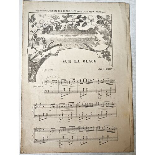 Partition Piano - Supplément Au Journal Des Demoiselles Du 15 Juin 1904 - Sur La Glace - Jane Sory