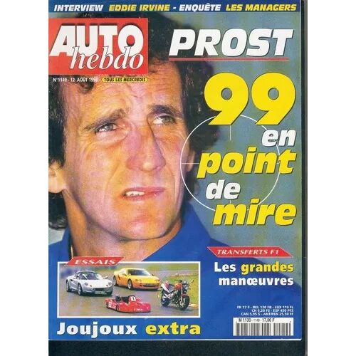 Auto Hebdo 1149 De 1998 Irvine,Kart F250a,Honda Cb600 Hornet,Lotus Elise,Hommell Berlinette Rs,Panizzi,Delecour,