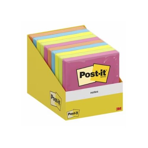 Post-It 6820-Col-W10 Carré Couleurs Assorties 100 Feuilles Auto-Adhésif