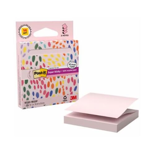 Post-It R330-1rssp Carré Rose 90 Feuilles Auto-Adhésif