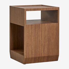 Table de chevet carrée 35x35 cm en MDF et placage Brisbane Marron Noyer Foncé