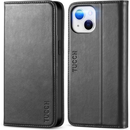 KALANKA-Coque pour iPhone 13 5G, Etui Portefeuille iPhone 13 [Béquille] [Fentes pour Cartes] Antichoc TPU Folio Housse avec Rabat Cuir PU Premium pour iPhone 13 6,1 Pouces - Noir