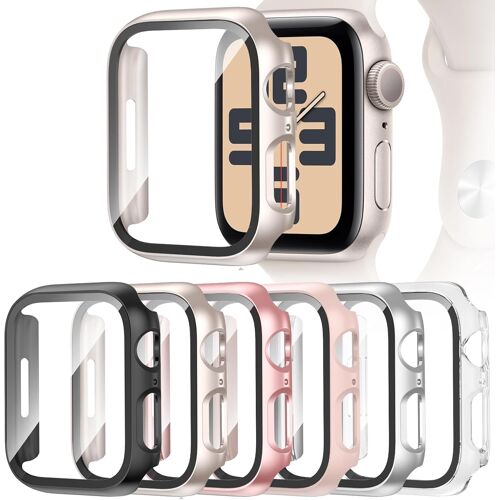 Kalanka-Lot De 6 Coques Rigides Compatibles Avec Apple Watch Se 3 (2025)/2ème Génération Séries 6/5/4 De 40 Mm Avec Protection D'écran En Verre Trempé, Coque De Protection Globale Ultra-Fine Antichoc