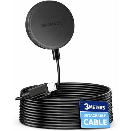 KALANKA-Chargeur sans Fil Long 15W Compatible MagSafe ¿ Chargeur Magnétique pour iPhone avec Câble Amovible et Flexible de 3 m (Noir)