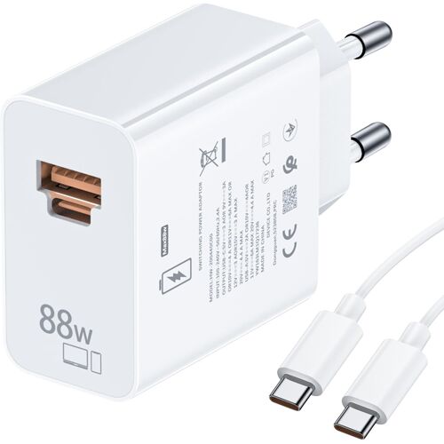 KALANKA-88W USB C Chargeur Rapide pour Honor 200 Lite 90Lite,2-Ports 88W PD Chargeur Rapide avec 6A Câble USB C 1m,Chargeur pour Honor Magic7 Lite 8Pro 7Pro 6 6Lite 6Pro 70Lite X6B X8B Pad X8a X9a