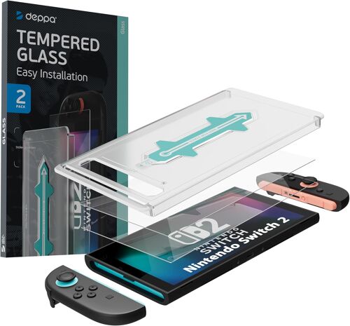 KALANKA-| Lot De 2 | Verre Trempé Pour Nintendo Switch 2 (2025) ¿ Avec Kit D¿installation Facile, Tactile Sensible, HD Claire, Anti-Reflet, Résistant Aux Rayures,Couverture Complète