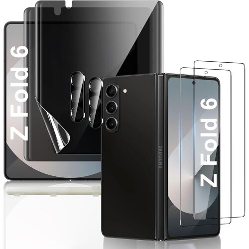 KALANKA-pour Samsung Galaxy Z Fold 6 Protection d'écran Anti Espion, [2+2+2 Pièces] TPU Souple+ Verre Trempé+ Protection Objectif Caméra, with Upgrade Positioning Tool, Easy Installation, Anti Espion