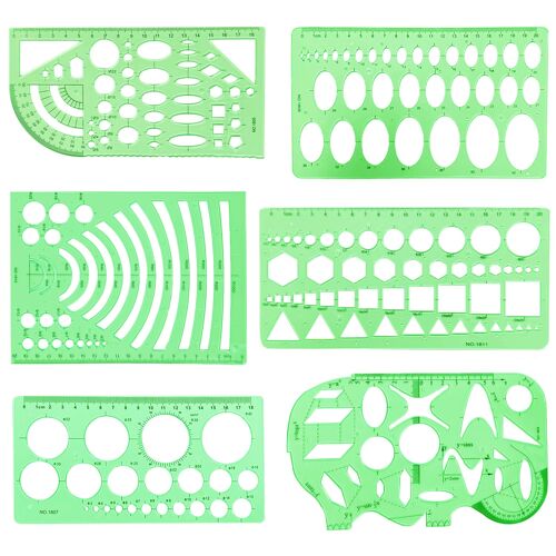 Kalanka-6 Pièces Normographe Et Regle Couture, Kit Pochoir Dessin Technique Avec, Fourniture Scolaire Pour Géométrie Et Architecture, Set Multi-Formes Pour Étudiant Et Bureau
