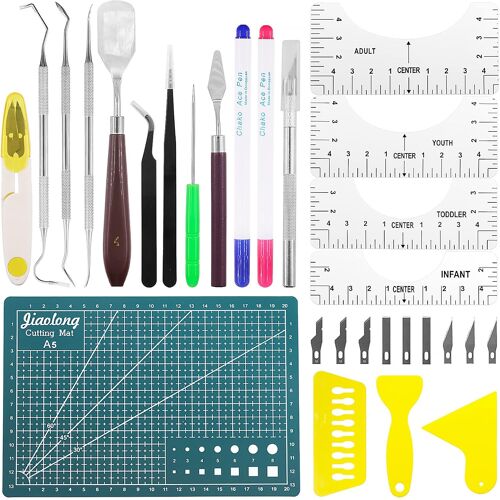 Kalanka-31pcs Precision Craft Weeding Tools For Vinyl, Y Compris Les Règles D'alignement De T-Shirt, Crochet Weeder, Crayon De Marque De Couture, Scraper Pour La Couture, Faites-Vous-Même Art Work