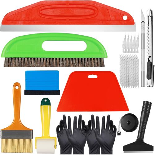 KALANKA-13 Outils Pour Papier Peint, Kit D'outils Kit Tapisserie Peint Avec Brosse À Tapisser, Raclette À Tapisser, Rouleau De Couture, Outil De Coupe, Kit De Tapisserie, Pour Contact Adhésif, Papier