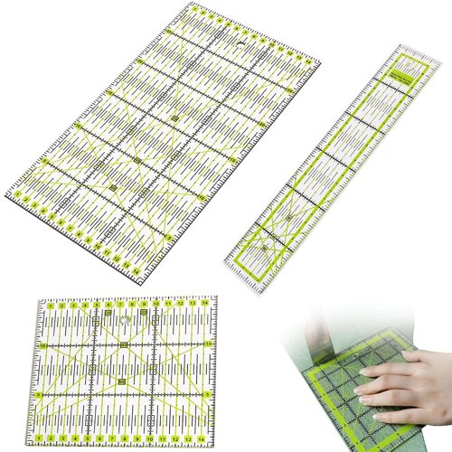 KALANKA-Lot de 3 règles de patchwork - Règle de couture - Règle de couture avec indicateurs d'angle - Règles de coupe - Règles de patchwork pour couture, artisanat en tissu, bricolage
