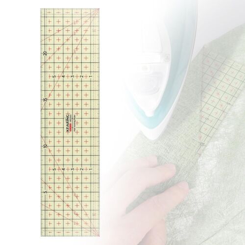 KALANKA-Règle de Repassage à Chaud en Résine 25 x 6,5 cm Règle de Repassage Support la Chaleur Universelle Hot Ironing Ruler pour Ourlet, Métrique