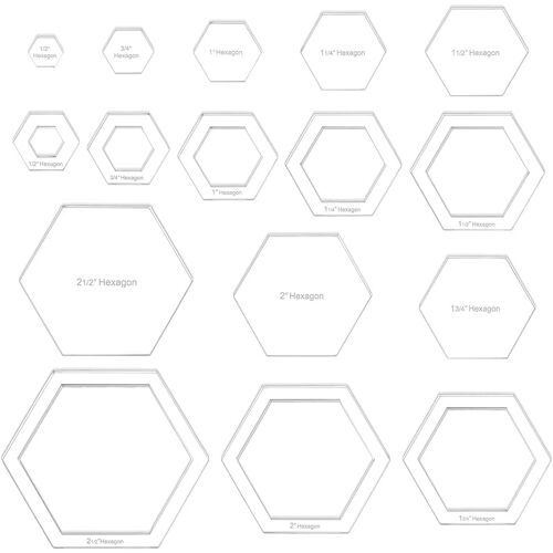 KALANKA-16 gabarit de Matelassage Hexagonal de Tailles Différentes Règle de Machine à Coudre en Acrylique Gabarit de Routeur à Plaque de Pression Transparente pour L'Découpe, Épaisseur de 6mm
