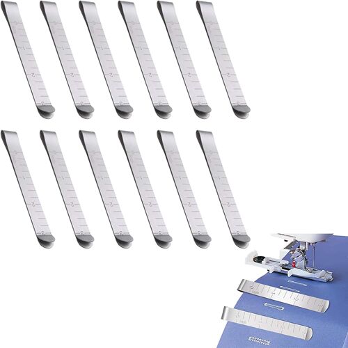 KALANKA-12PC D'ourlet Pince Acier Inoxydable,Pince Couture De Mesure,Clips Couture En Métal Ourle,Quilting Pinning Couture Accessoires,Mesure Règle De Matelassage Clips,L'Épinglage Et Marquer Couture
