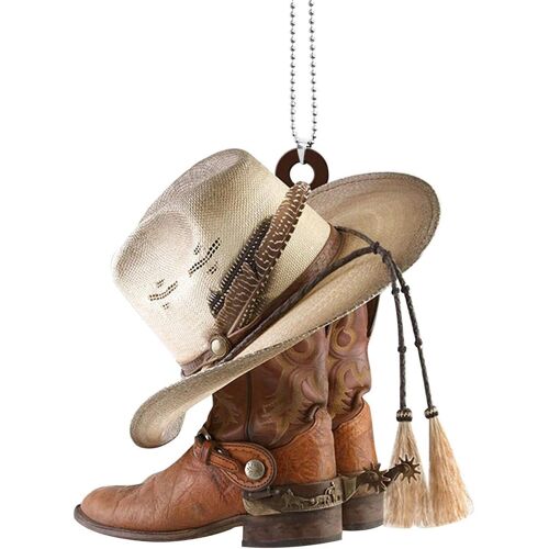 KALANKA-Pendentif de rétroviseur de voiture, bottes de cowboy et chapeaux de cowboy personnalisés en acrylique, décoration de rétroviseur de voiture sur le thème occidental, ornement à suspendre pour