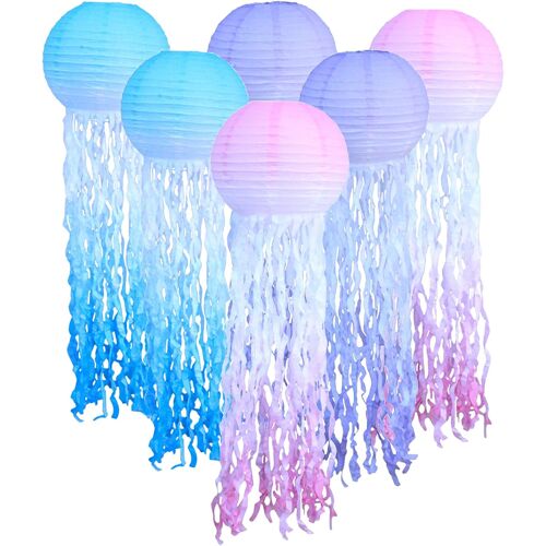 KALANKA-Méduses Lanternes en Papier, 6 Pièces Colorées, Décorations Sirène pour Fête De Mariage, Anniversaire, Thème De L'Océan