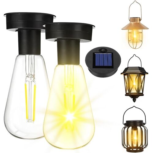Kalanka-Ampoule Solaire Exterieur, 2 Pièces 8 Cm Lampe Solaire Jardin Rechange,Solaire Lanterne De Rechange Avec Ampoule Led Claire,Éclairage Solaire D'extérieur Décoration Diy