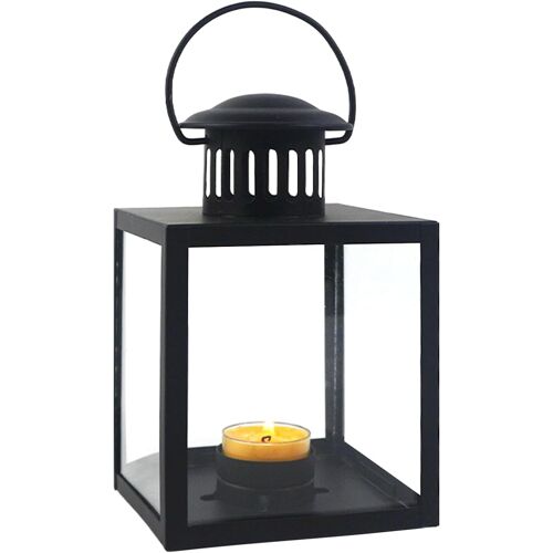 KALANKA-Lanterne Bougie Exterieur Noire - Métal Lanternes Outdoor Funéraire Cimetière Bougie Résistant Aux Intempéries Lanterne Jardin Extérieur Bougeoir Lumière du Vent Intérieur