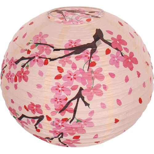 KALANKA-Lanterne Papier Japonaise Rose Motif Fleurs de Cerisier et Pêcher Décoration Suspendue pour Restaurant et Fête Japonais