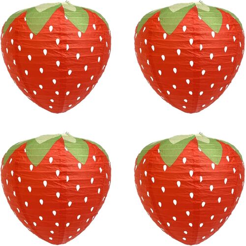 KALANKA-4 Pièces Lanternes en Papier Fraise, Fête, Mariage, Soirée sur Le Thème des Fruits, Décorations