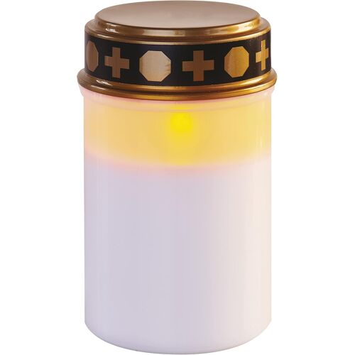 KALANKA-DCCV21 Bougie funéraire LED vintage avec minuterie, étanche IP44, en plastique, lampe funéraire blanche, à piles, bougie de cimetière, durée de vie de 10 000 heures