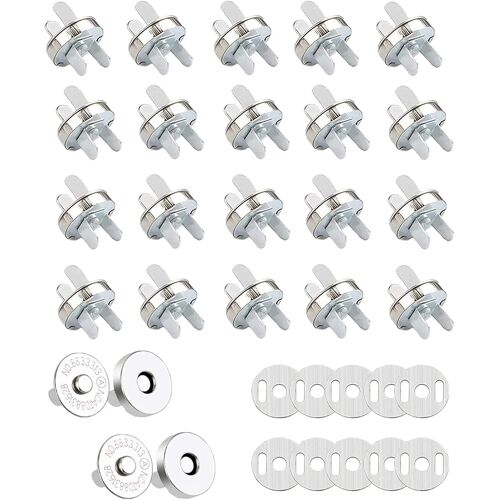 KALANKA-Fermoir Magnétique,24 PCS Boutons-Pression Magnétiques Fermoir Magnétique en Métal pour Fermeture à Pression pour sacs à main couture sacs d'artisanat vêtements fabrication d'artisanat en cui