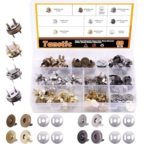 Kalanka-Lot De 60 Fermoirs Magnétiques De 18 Mm 4 Couleurs Pour Couture, Artisanat, Sacs À Main, Vêtements, Cuir