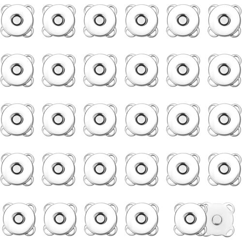 KALANKA-30 Ensembles de Boutons Magnétiques, 14mm Prune Boutons-Pression Magnétiques Couture Fermoirs Magnétiques pour Sacs à Main Sacs Vêtements Cuir Loisirs Créatifs (Argent)