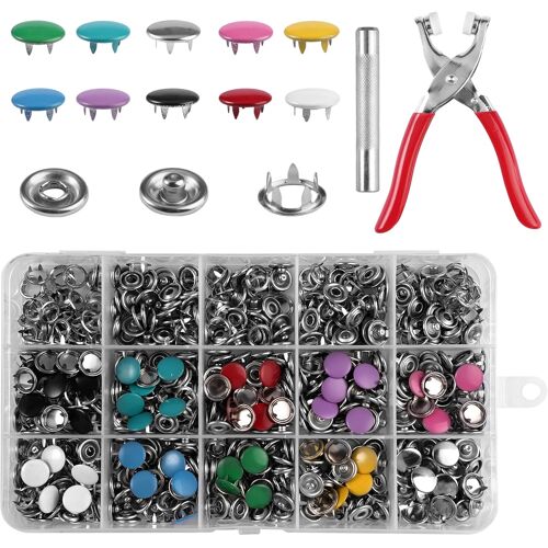 Kalanka-200 Set Boutons Pression 9.5 Mm, Bouton Pression Sans Couture, Bouton Pression Metal Couture Avec Pinces, Creuses Et Pleines, Pour Artisanat, Vêtements Pour Enfants, Sacs(10 Couleurs)