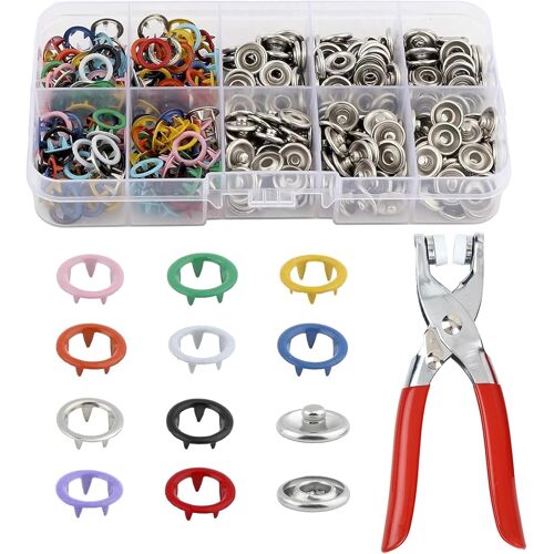 Kalanka-200 Kit Boutons Pression Avec Pince Couture, Attache Pression À ?Illet, Bouton Pression En Métal 9.5mm Bouton Pressions Metalliques Couture, Presse Bouton Pression À Coudre Oeillet Couture Po
