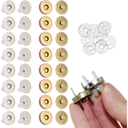 Kalanka-Lot De 20 Boutons Pression Magnétiques En Métal De 18 Mm Pour Sac À Main, Sac À Dos, Cuir, Manteau, Veste, Couture, Loisirs Créatifs (Argent/Bronze)