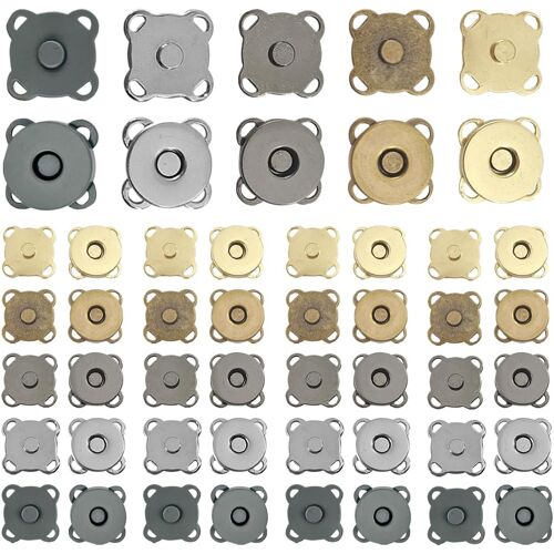 KALANKA-50 paires de Fermoir Magnétique Bouton, Bouton Aimanté, Bouton Magnétique, Fermoir Magnétique Sac, Bouton Magnétique de Couture, pour Bricolage, Sacs à Main,Vêtements,Vestes(14mm, 5 couleurs)