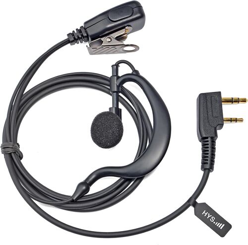KALANKA-Écouteur Radio en Forme de G Compatible avec Quansheng Kenwood Baofeng UV-5R UV5RA BF-888S Talkie-walkie, Casque avec Micro PTT intégré (1 pièce)