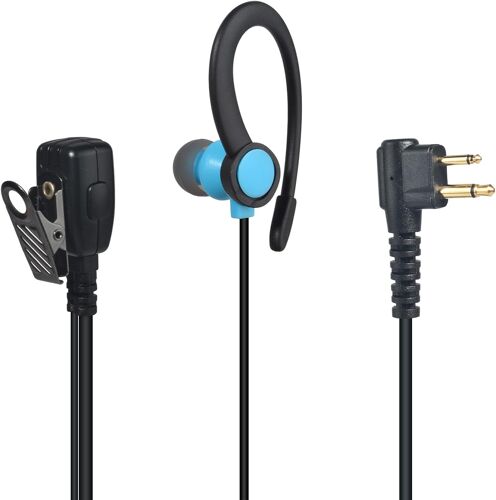 KALANKA-Oreillette pour Radio en Forme de G, Compatible avec Motorola Connecteur à 2 Broches, pour CP040 DP1400 GP68 GP88 GP300 GP600, Ecouteur pour Talkie Walkie avec Microphone PTT (Bleu)